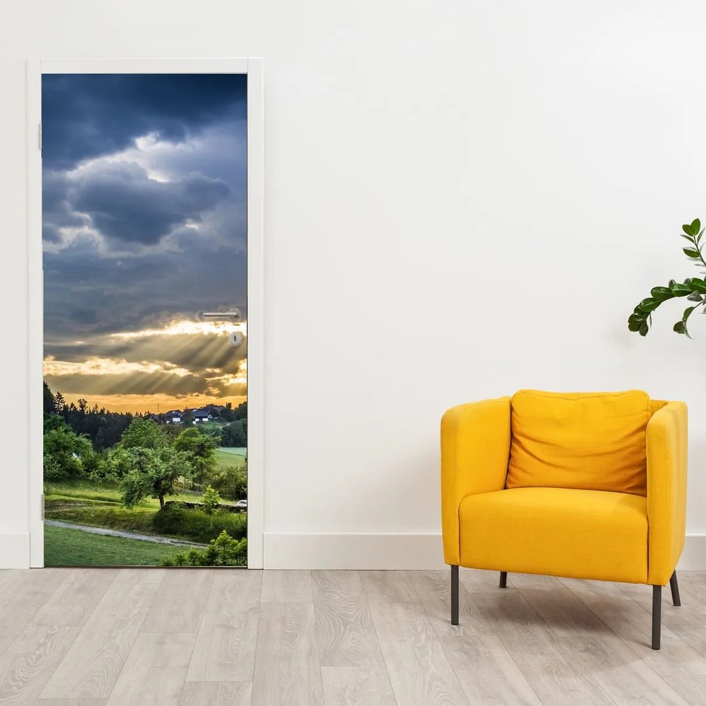 Fotótapéta ajtóra - Táj sugarakkal (95x205cm)