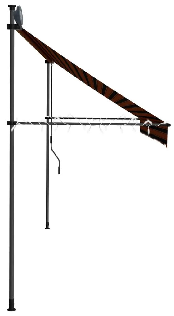 Narancssárga-barna kézzel feltekerhető LED-es napellenző 350 cm