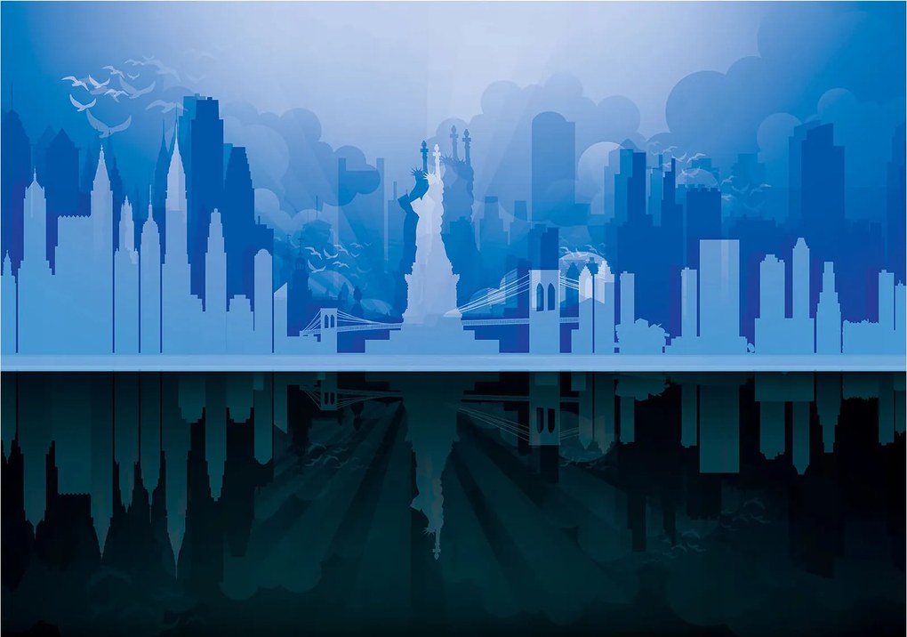 Fotótapéta New York Kék város panoráma tükröződés 416x254 +ragasztó