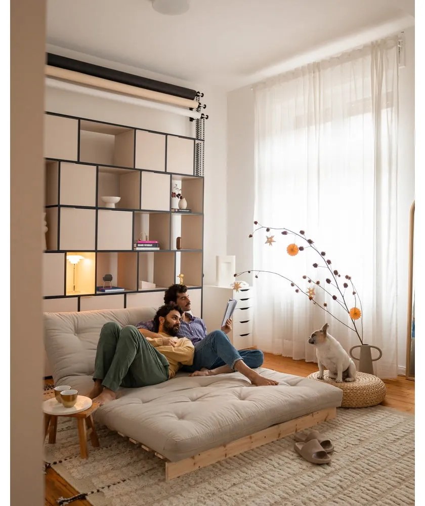 Bézses mustársárga kinyitható kanapé 140 cm Roots – Karup Design