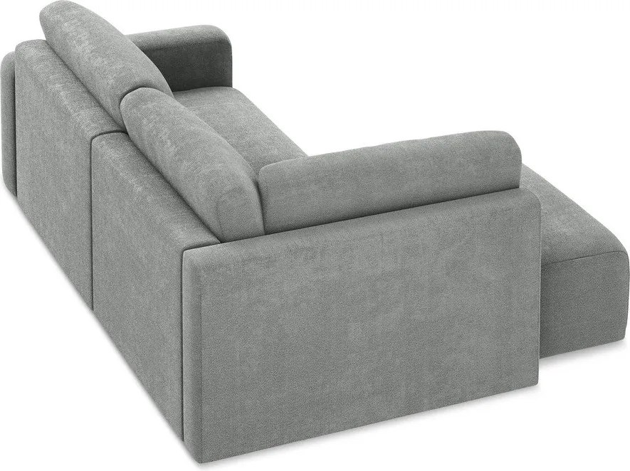 Szürke zsenília kinyitható-tárolóhelyes sarokkanapé (bal oldali-L alakú) Kona – Makamii