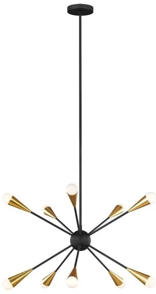 Feiss FE-JAX10-MB - LED Csillár JAX 10xG9/3W/230V fekete/arany