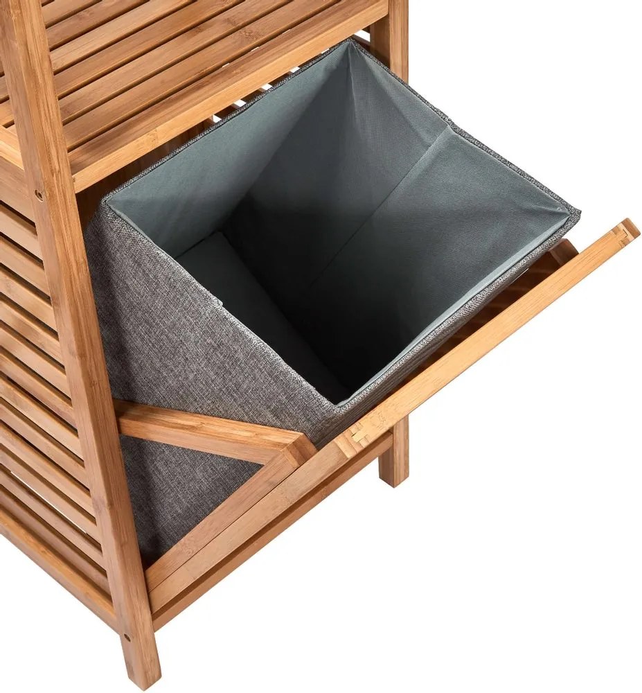 BIG BAMBOO fürdőszobai polc szennyeskosárral