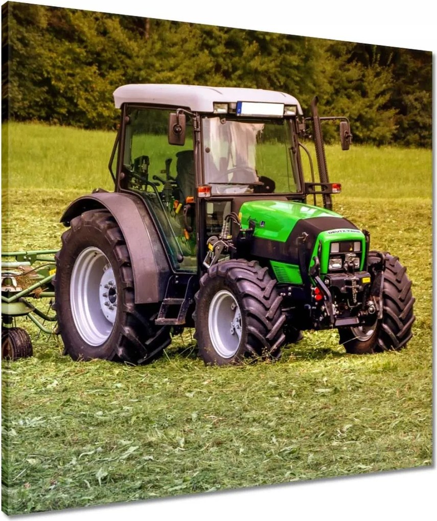 Vászonkép 60x60 Tarktor a szénamezőn