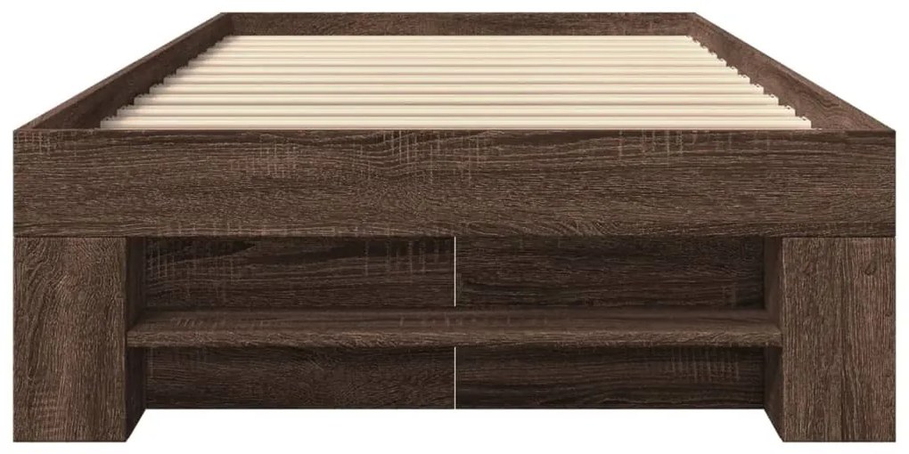 barna tölgy színű szerelt fa ágykeret matrac nélkül 100x200 cm