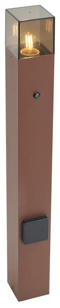 Ipari kültéri oszloplámpa rozsdabarna füstüveggel 70 cm alkonyatérzékelővel IP44 - Denmark
