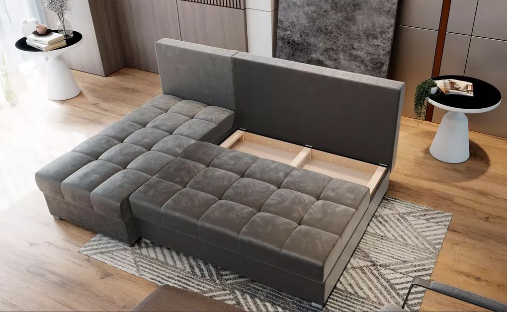 AKCIÓ Krém színű kihúzható sarokkanapé ZENA, kétoldalas II. osztályú