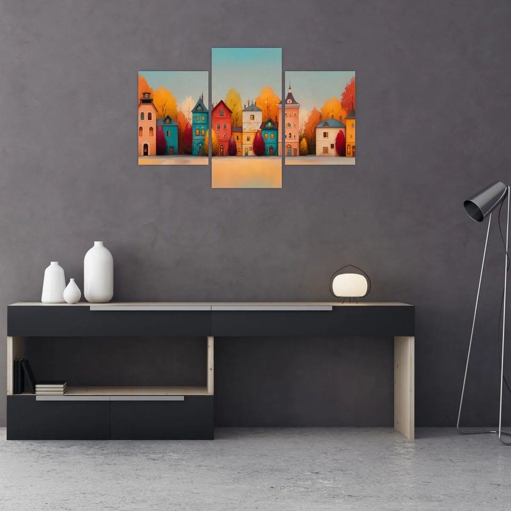 Kép - Őszi falu (90x60 cm)