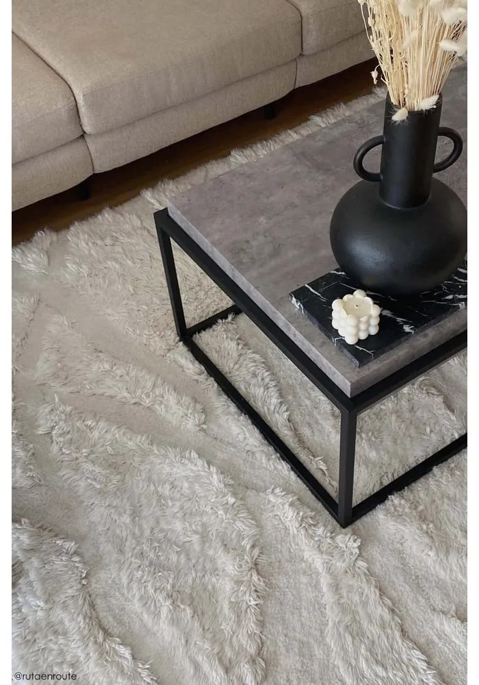 Fehér mosható kézi szövésű gyapjú szőnyeg 170x240 cm Enkang Ivory – Lorena Canals