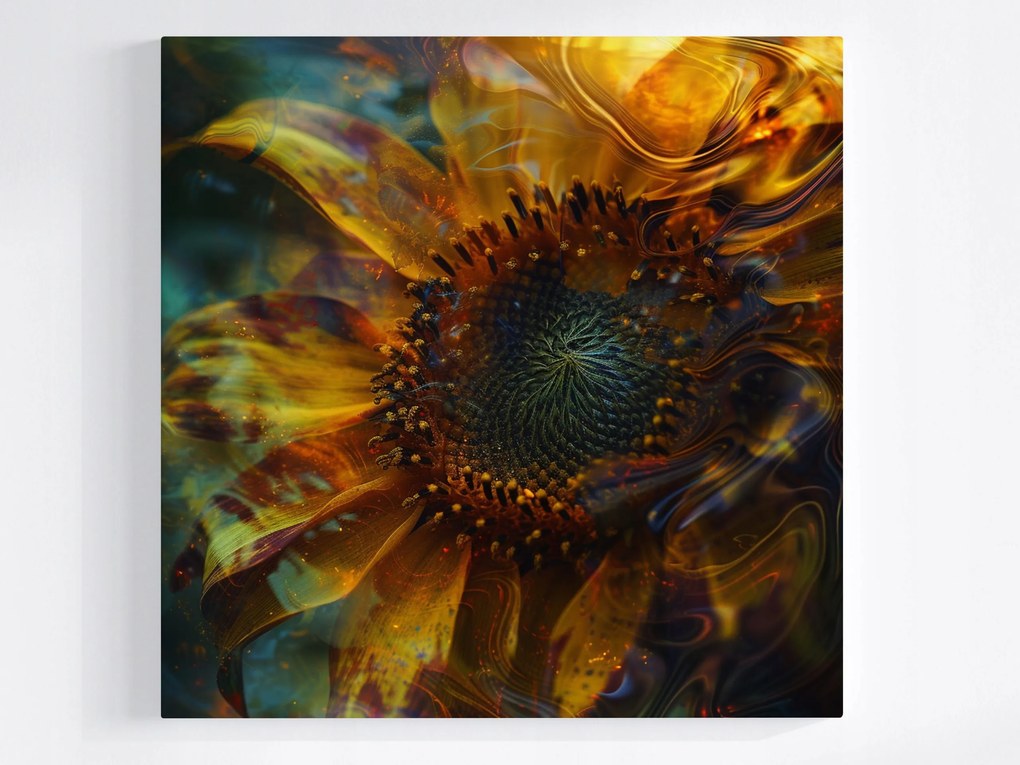 Vászonkép Canvas Absztrakt Szürrealizmus Virág Napraforgó Tűz 80x80