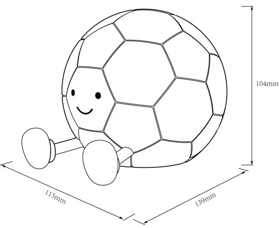 LED érintős, dimmelhető gyerek lámpa FOOTBALL LED/2W/5V USB 1200 mAh fehér/feket
