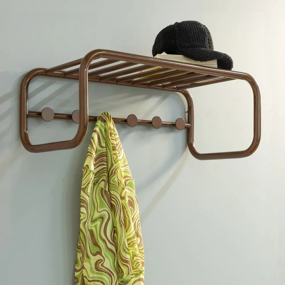 Sötétbarna fém fali fogas polccal 72 cm Retro – Spinder Design