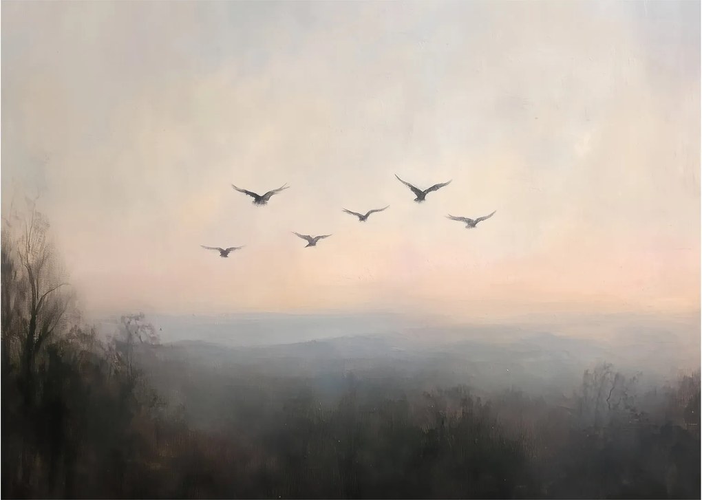 Üveg kép - Madárcsapat (70x50 cm)