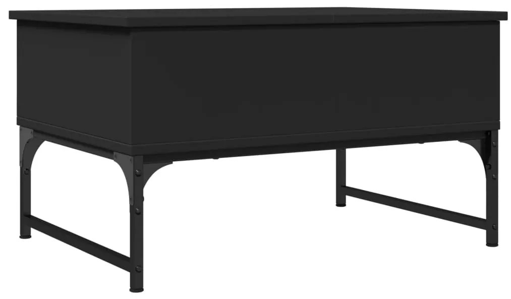 Fekete szerelt fa és fém dohányzóasztal 70 x 50 x 40 cm