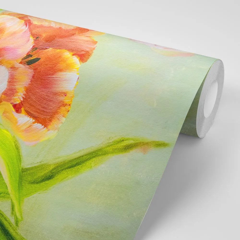 Öntapadó tapéta piros tulipán vintage kivitelben
