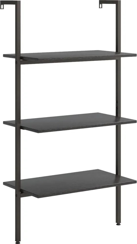 vidaXL 3 szintes fekete létrapolc 64 x 35 x 120,5 cm