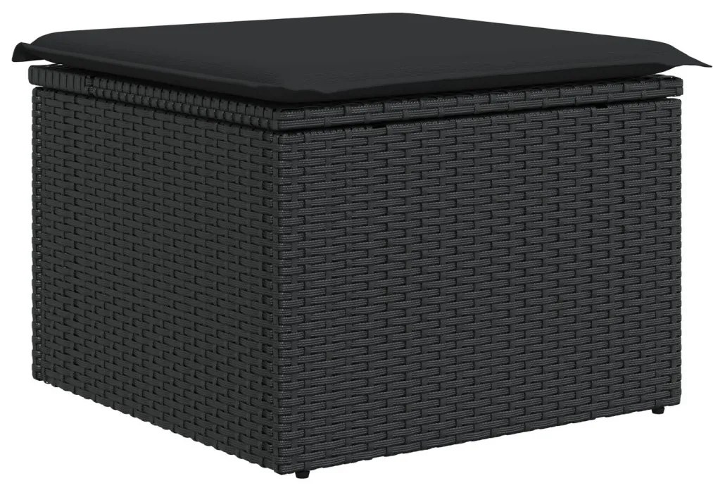 8 részes kerti kanapészett párnákkal Fekete Poli Rattan Akác, 2 fős kerti kanapé párnákkal Fekete Poli Rattan