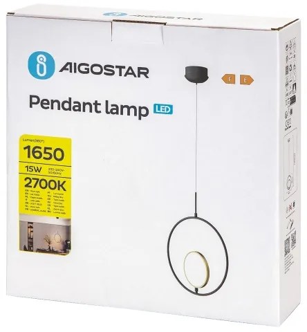 Aigostar - LED Csillár zsinóron LED/15W/230V 6500K fekete/arany