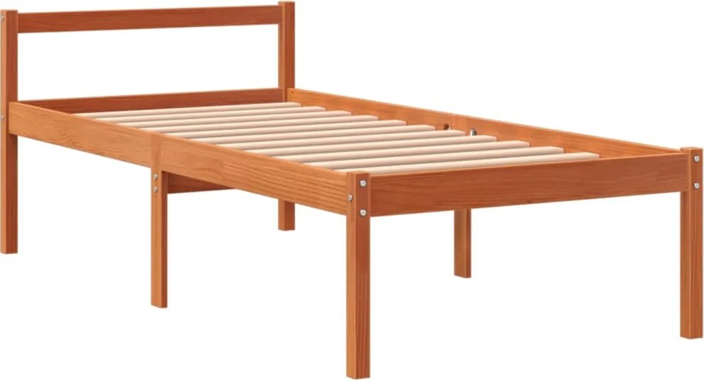 Viaszbarna tömör fenyőfa időseknek való ágy 75x190 cm