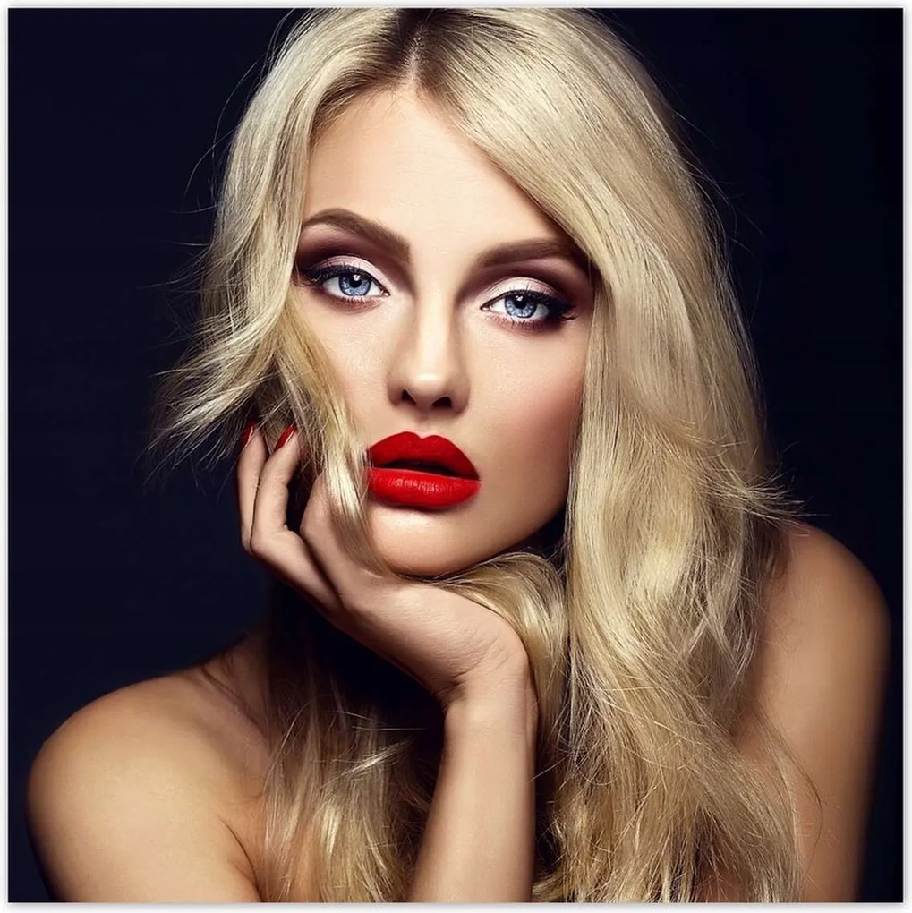 Poszterek 70x70 Hölgy piros rúzsban