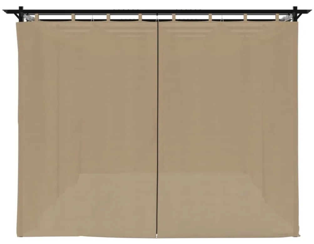 tópszínű acél pavilon függönyökkel 6 x 3 m