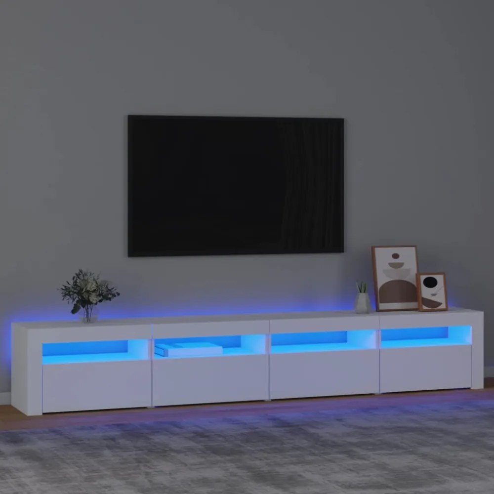 fehér TV-szekrény LED-lámpákkal 240x35x40 cm