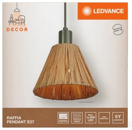 Ledvance - Csillár zsinóron DECOR RAFFIA 1xE27/15W/230V raffia háncs