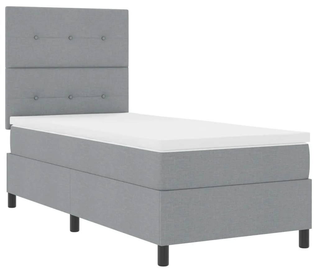 Box Spring Ágy Matrac Világosszürke 90x200 cm Szövet