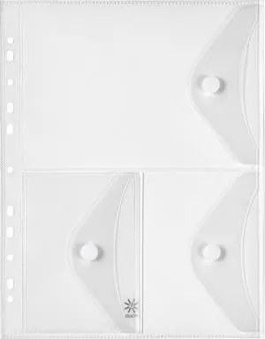 Irattartó tasak, A4, PP, patentos, 3 rekeszes, VIQUEL Pockets, áttetsző (IV478016)