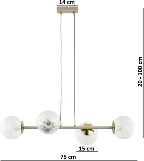BRILAGI - Zsinóros csillár STELLA 4xE27/60W/230V bézs/arany