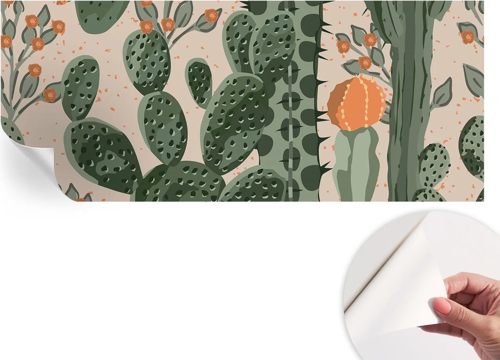 Öntapadós fotótapéta a konyhába Mosható Zöld kaktuszok 250x104 cm