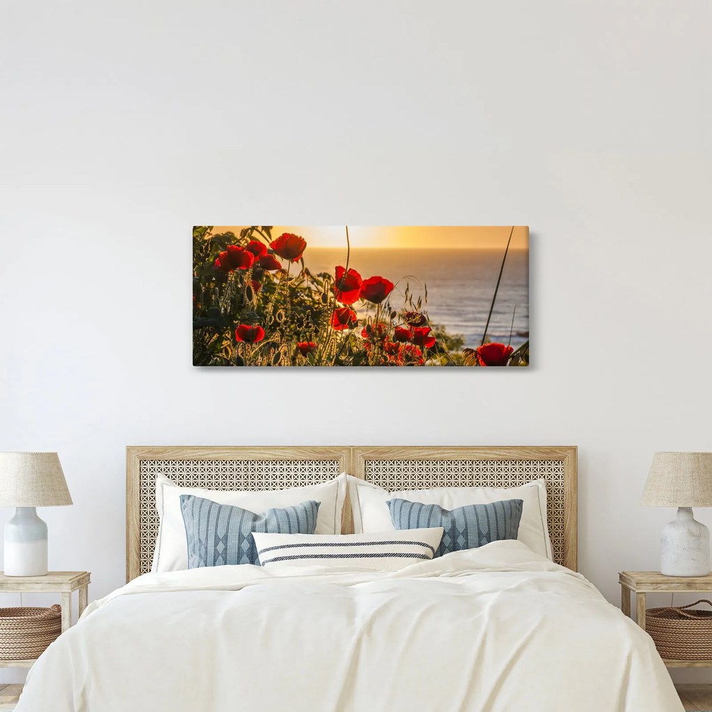 Naplemente és a pipacsok képe (120x50 cm)