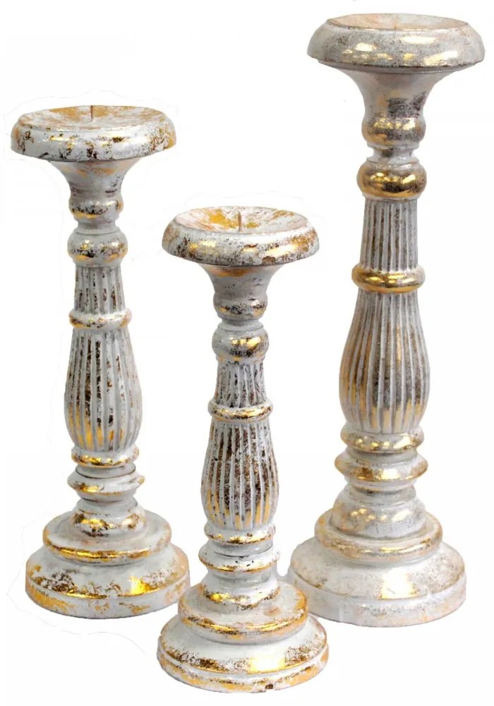 Vintage gyertyatartó kicsi, fehér-arany