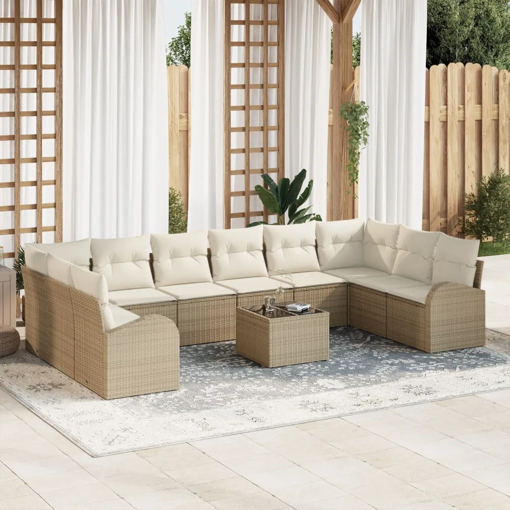 Kerti Kanapé Szett párnával tárolóval 11 pcs Beige és krém