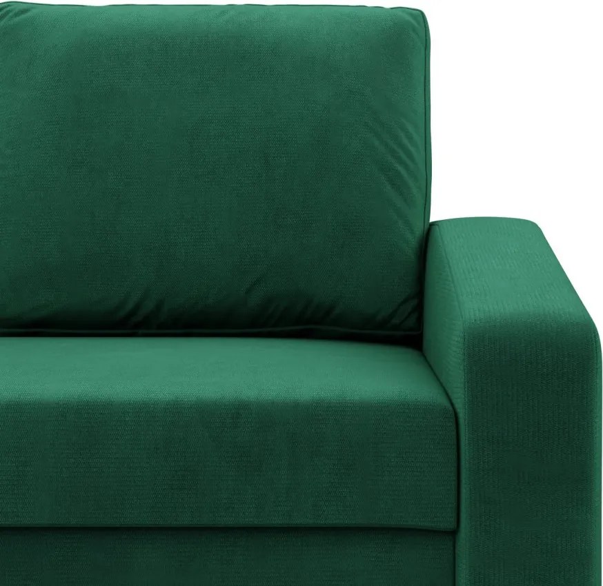 Zeus sarokkanapé, 2 ágyneműtartóval, döntött kartámasz, bársony, univerzális oldal, hab töltet, zöld