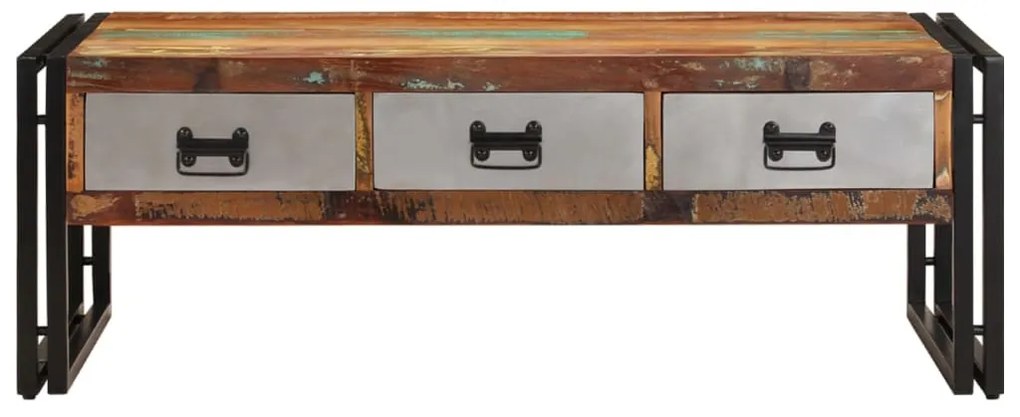 3-fiókos újrahasznosított fa dohányzóasztal 100 x 50 x 35 cm