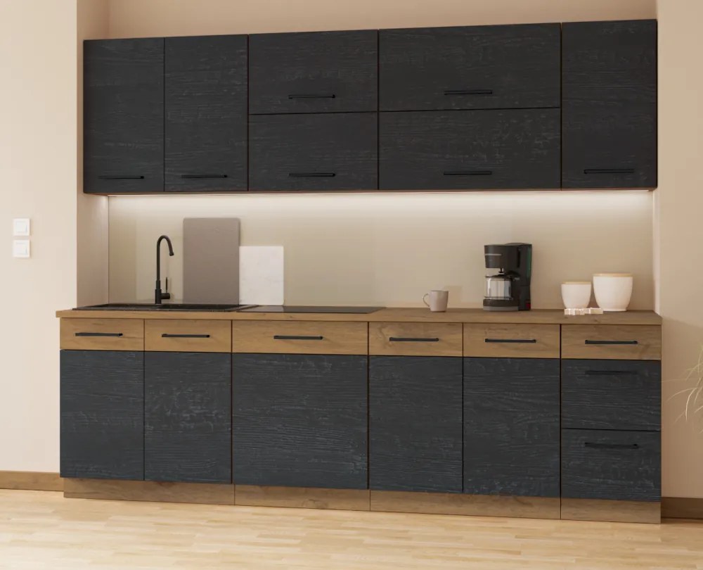 Mosogató szekrény, szürke matt/tölgy lancelot, VEGA 80 ZL 2F BB