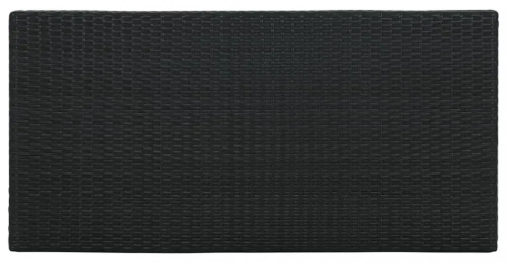 fekete polyrattan bárasztal tárolópolccal 120 x 60 x 110 cm
