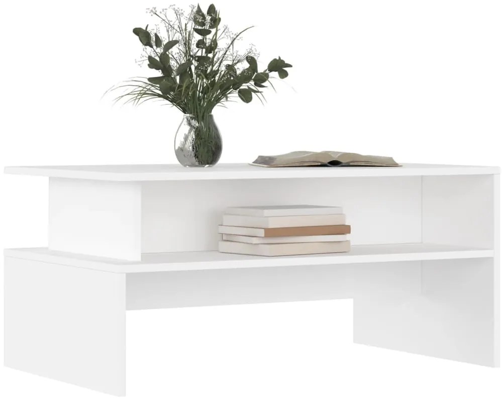 Fehér szerelt fa dohányzóasztal 90 x 55 x 42,5 cm