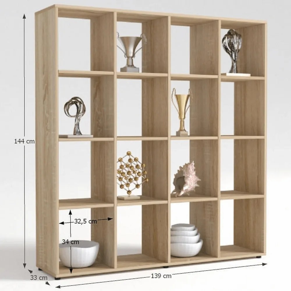 Könyvespolc, tölgy sonoma, SARAH