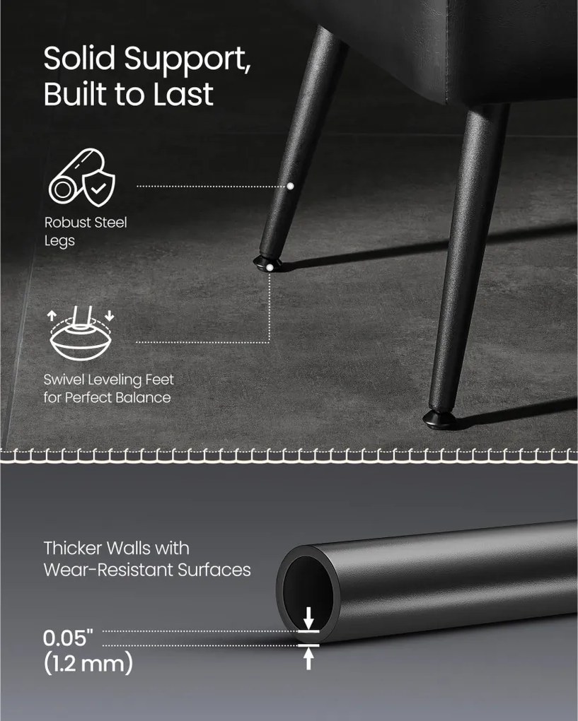 ECHO pad műbőr, ottomán, műbőr borítással, tintafekete 120x40x45cm