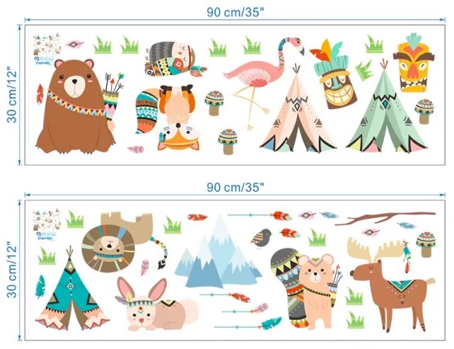 PIPPER | Falmatrica "Állatok - Indiánok" 80x100cm