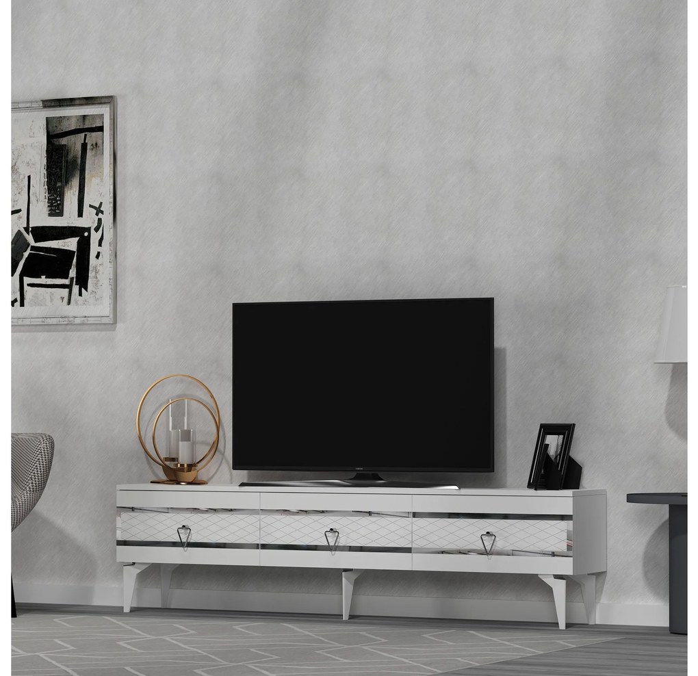 TV asztal/szekrény Vadiki 2 (fehér + ezüst) . 1095404