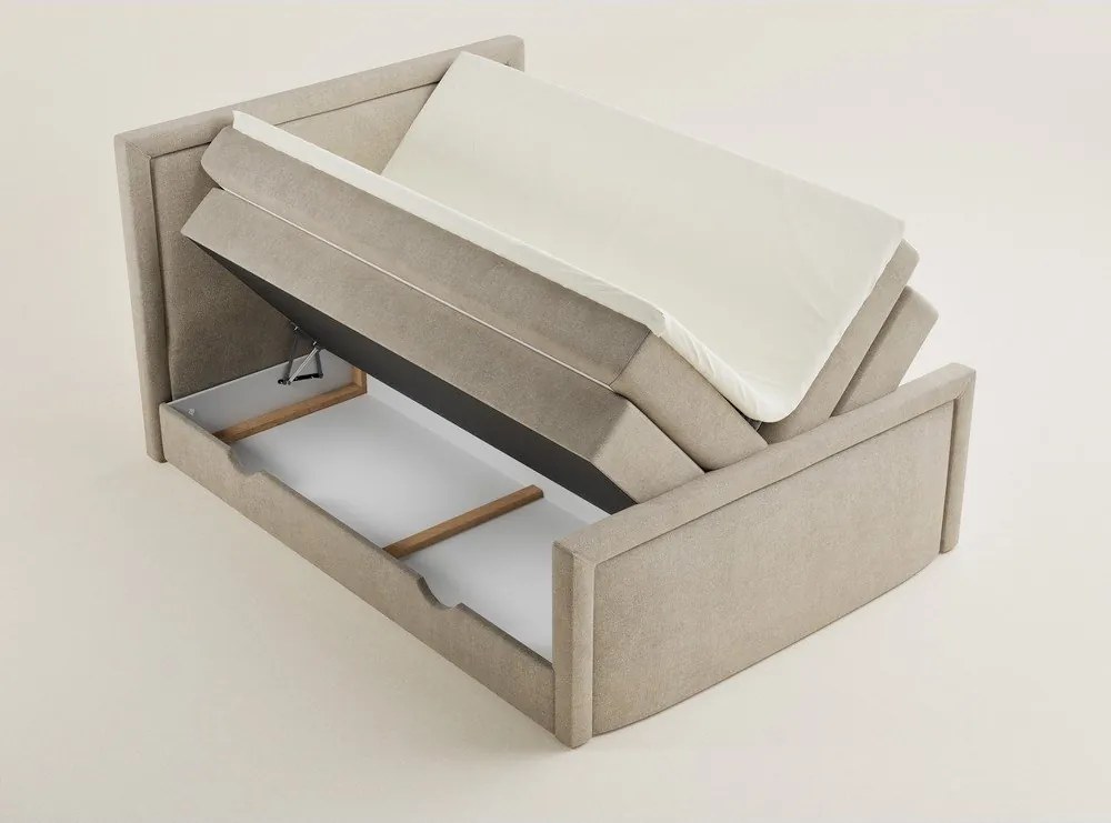 Bézs ágyneműtartós boxspring ágy 160x200 cm Fresco – Maison de Rêve