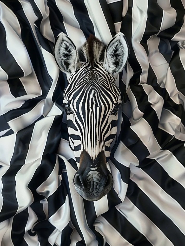 Canvas Vászonkép Fekete Fehér Zebra Portré Szövet Ágyneműhuzat 75x100
