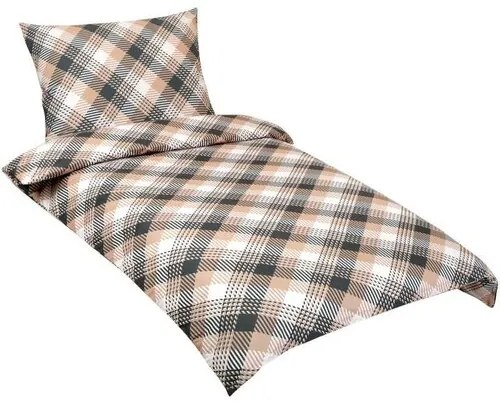 Bellatex Kocka pamut ágyneműhuzat szürke, bézs, 140 x 220 cm, 70 x 90 cm, 140 x 220 cm, 70 x 90 cm