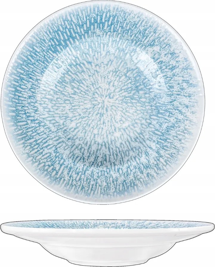 Wilmax fehér-kék porcelán tányér mély kerek 27 cm