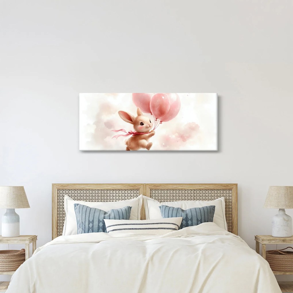 Kép - Nyuszi léggömbökkel (120x50 cm)