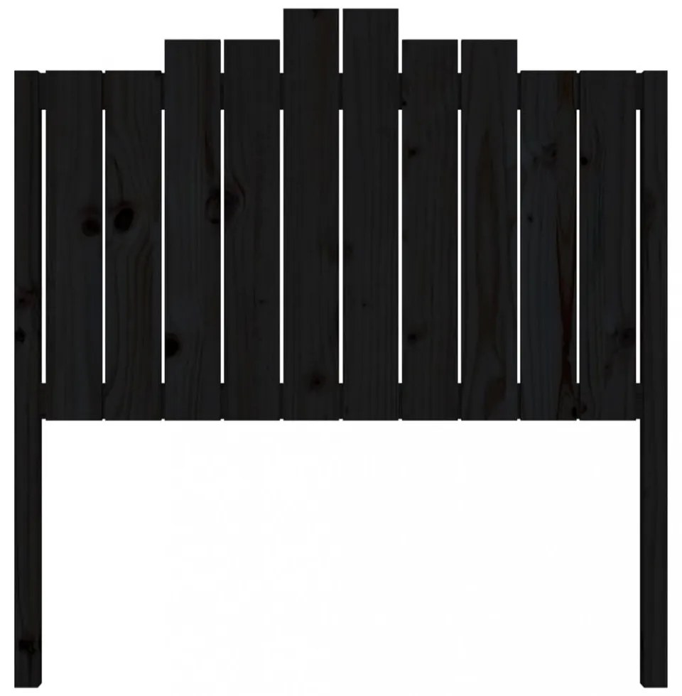 fekete tömör fenyőfa ágyfejtámla 106x4x110 cm