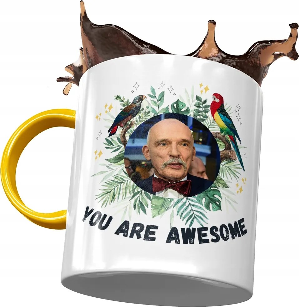 Sárga Janusz Corwin Mikke bögre Ajándék Nyomtatott Fotóval